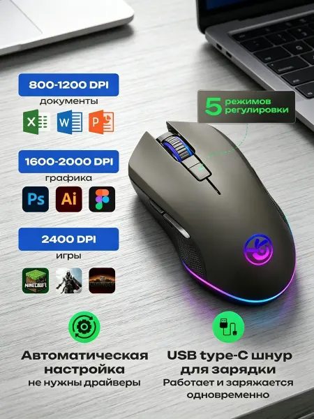 Xiaomi Беспроводная мышь двухрежимная Bluetooth универсальная