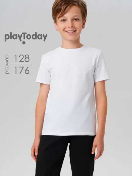 PlayToday Футболка базовая белая хлопковая на физкультуру в школу