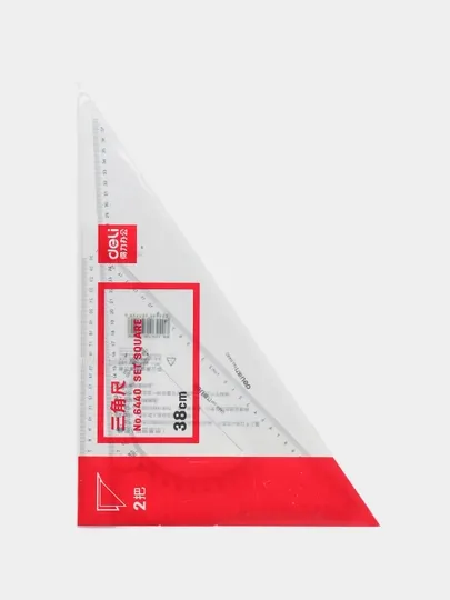 Линейка уголок, транспортир, Deli E6440, 38 см, 2 шт