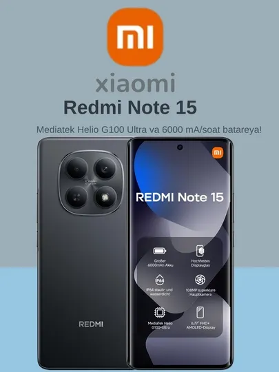 Смартфон Redmi Note 15, 6000 мАч, ,(IP64),камера 108 Мп, 6,77-дюймовый FHD+ AMOLED 120 Гц