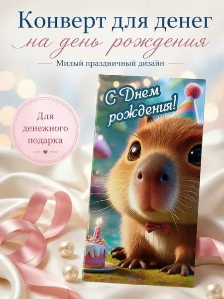 HOMERAR Конверт для денег С днём рождения 17х8,5