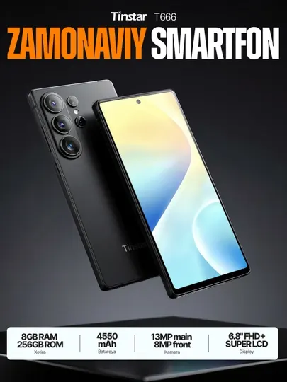 Tinstar T666 – современный смартфон с большим экраном, 8/256GB, Face ID, 4550mAh