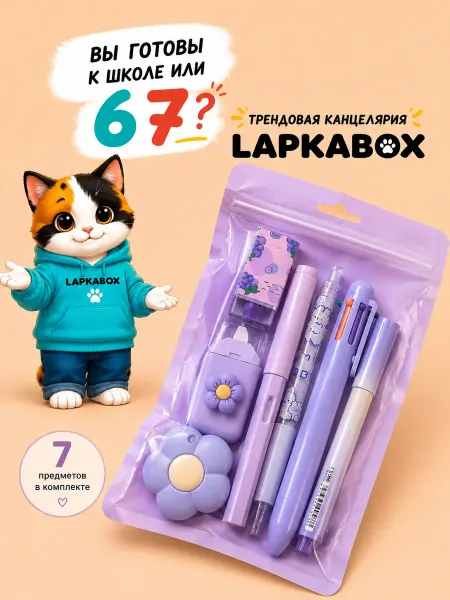 LAPKABOX Набор канцелярии для девочек