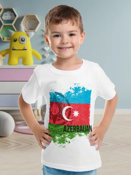 Филя Футболка детская белая флаг Азербайджана