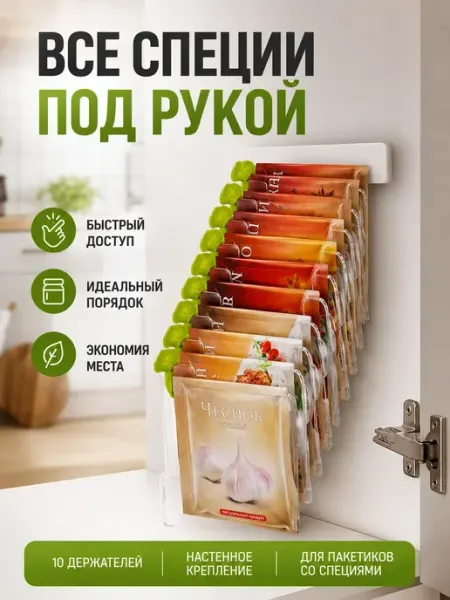 Бемыч55 Держатель для специй в пакетиках настенный органайзер кухни
