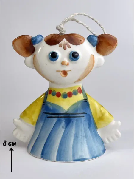 Ceramic Fauna Фарфоровая Елочная игрушка - колокольчик девочка