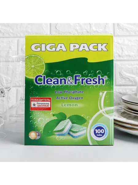 Clean & Fresh Таблетки для посудомоечных машин All in 1, 100