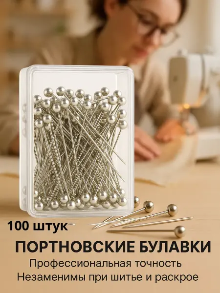 Apu2 Портновские булавки с металлическими шариками, 100 шт