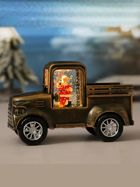 Gift Box Shop Новогодняя машина светильник фонарь с подсветкой и снегом