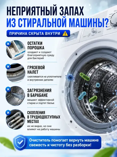 ЖЖ стор Средство для очистки барабана стиральной машины от запаха