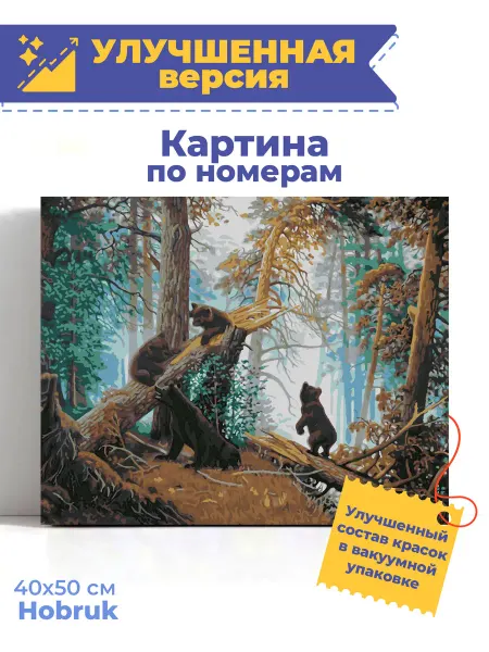HOBRUK Картина по номерам на холсте 40х50 Шишкин Утро в лесу