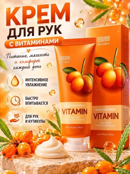 Кс25 Крем для рук с витаминами, увлажняющий и питательный 100Г