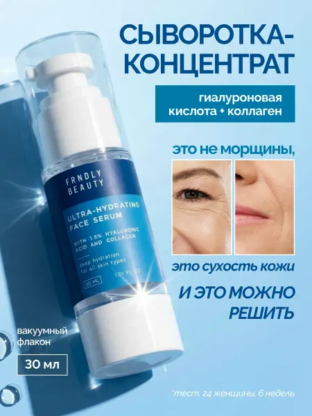 FRNDLY beauty Увлажняющая сыворотка с гиалуроновой кислотой и коллагеном
