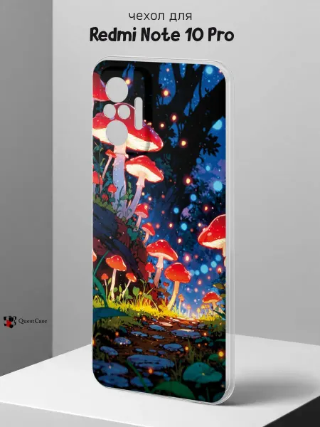 QuestCase Чехол на Redmi Note 10 Pro с принтом Грибы