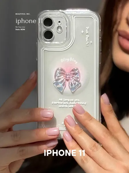 Smart Cover Чехол на iphone 11 с бантиком прозрачный