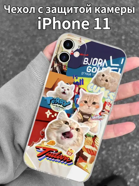 Чехол на iPhone 11 с рисунком котика