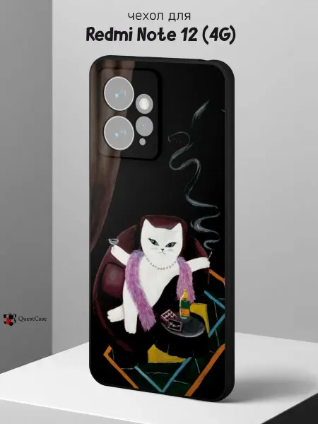 QuestCase Чехол на Redmi Note 12 4G с принтом Кошка