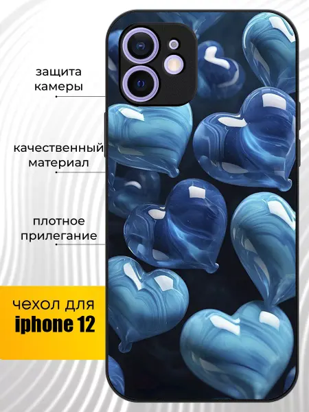 CaseNik Чехол силиконовый на iPhone 12 с принтом сердечки