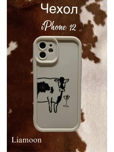 Liamoon Чехол на iPhone 12 с принтом Коровка