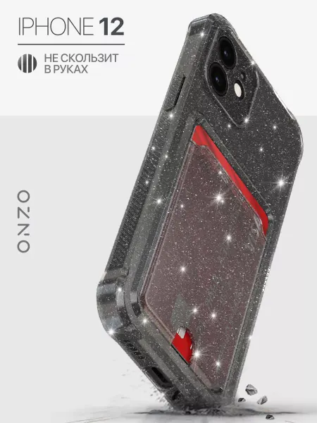 ONZO Прозрачный чехол на iPhone 12 с картой блестящий