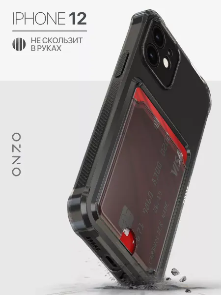 ONZO Прозрачный чехол на iPhone 12 с картой противоударный