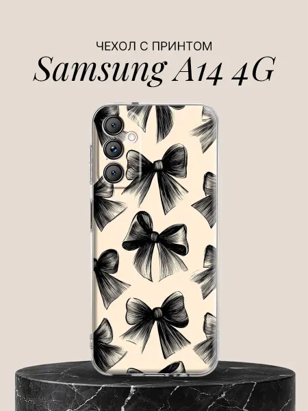 Samsung Чехол на A14 4G с принтом Чёрные банты