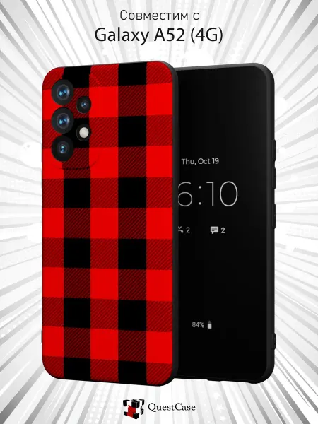 QuestCase Чехол на Samsung A52 4G с принтом Клетка