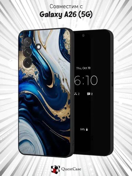 QuestCase Чехол на Samsung Galaxy A26 (5G) с принтом Мрамор