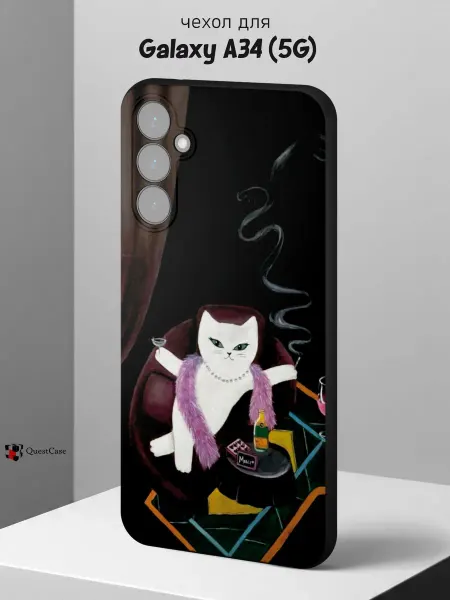 QuestCase Чехол на Samsung A34 5G с принтом Кошка