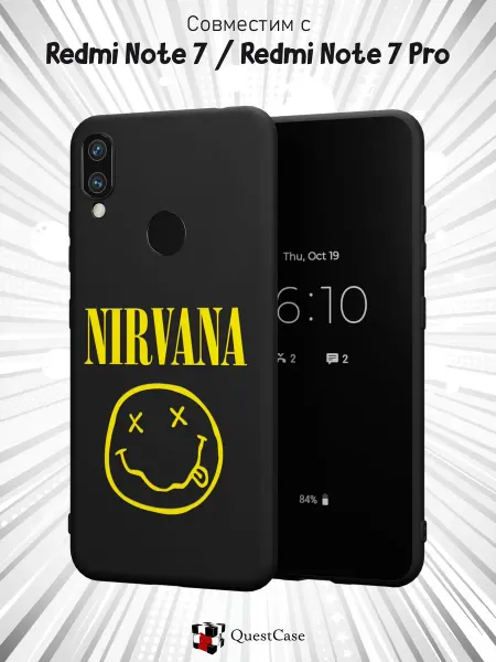 QuestCase Чехол на Xiaomi Redmi Note 7 с принтом Nirvana