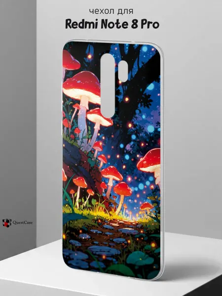 QuestCase Чехол на Redmi Note 8 Pro с принтом Грибы