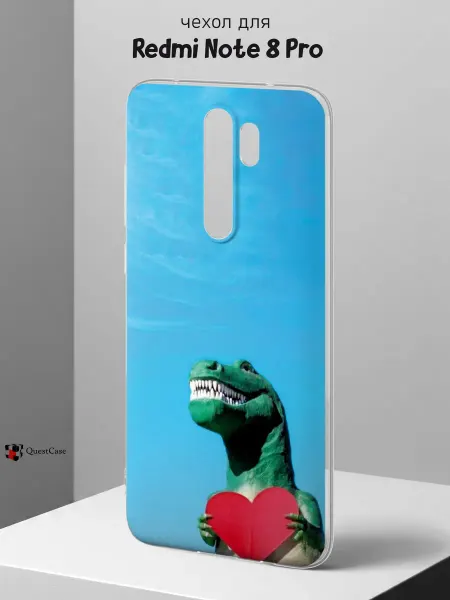 QuestCase Чехол на Redmi Note 8 Pro с принтом Динозавр