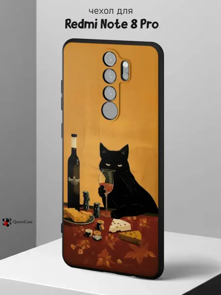 QuestCase Чехол на Redmi Note 8 Pro с принтом Кошка