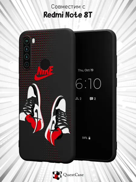 QuestCase Чехол на Xiaomi Redmi Note 8T с принтом Nike