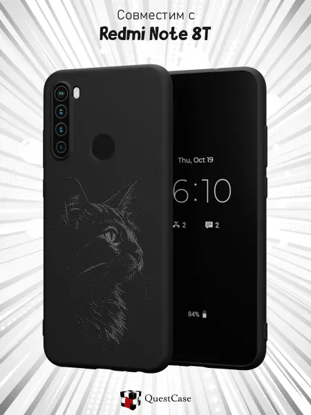 QuestCase Чехол на Xiaomi Redmi Note 8T с принтом Котик