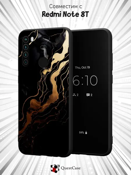 QuestCase Чехол на Xiaomi Redmi Note 8T с принтом Мрамор