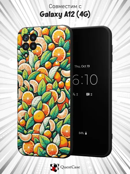 QuestCase Чехол на Samsung A12 с принтом Мандарины