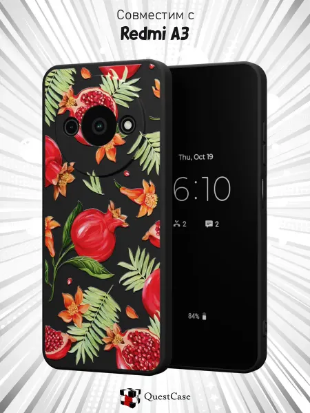 QuestCase Чехол на Xiaomi Redmi A3 с принтом Гранат