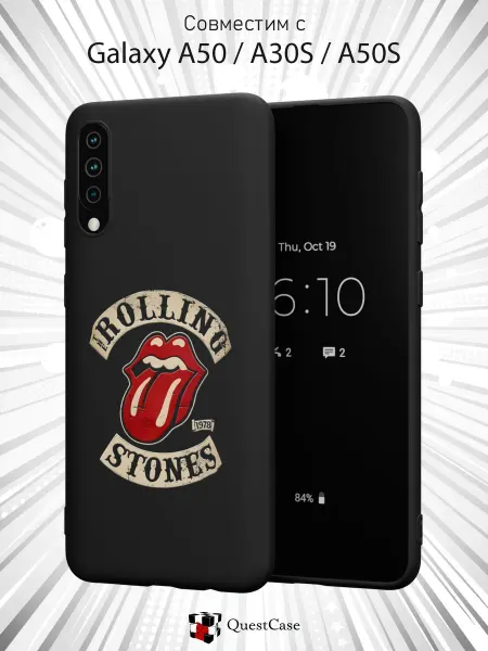 QuestCase Чехол на Samsung A50 A30S A50S с принтом Rolling Stones