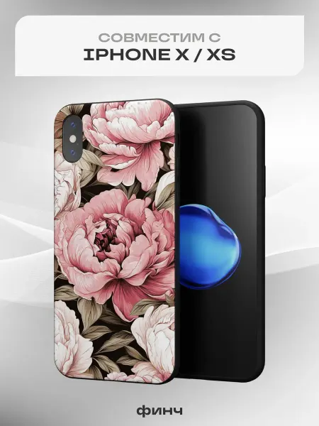 Финч Чехол на Apple iPhone X и XS с принтом Пионы