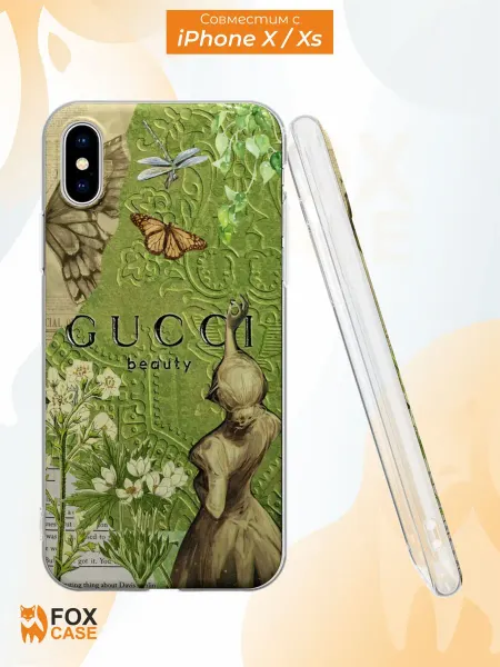 Fox Case Чехол на iPhone X и XS с принтом Gucci