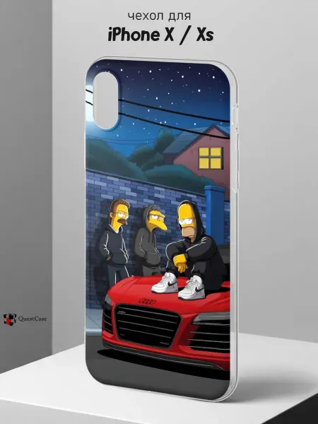 QuestCase Чехол на iPhone X и XS с принтом Симпсоны