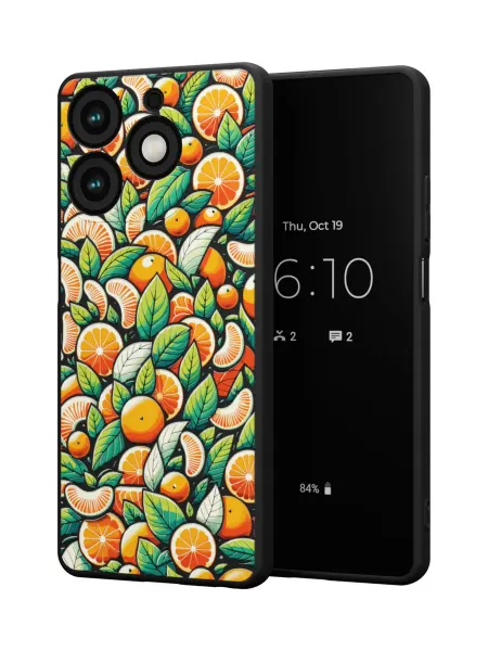 QuestCase Чехол на Tecno Spark 10 Pro с принтом Мандарины