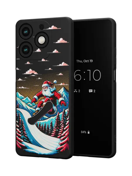 QuestCase Чехол на Tecno Spark 10 Pro с принтом Санта