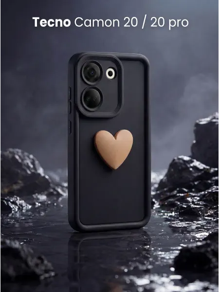 URBAZZA Чехол на Tecno Camon 20, 20 Pro с объёмным сердцем