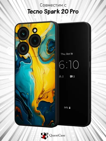 QuestCase Чехол на Tecno Spark 20 Pro с принтом Мрамор