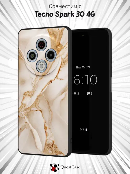 QuestCase Чехол на Tecno Spark 30 4G с принтом Мрамор