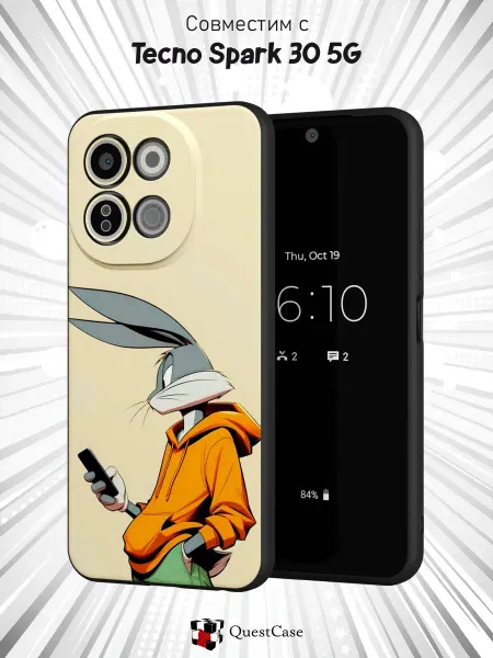 QuestCase Чехол на Tecno Spark 30 5G с принтом Багз Банни