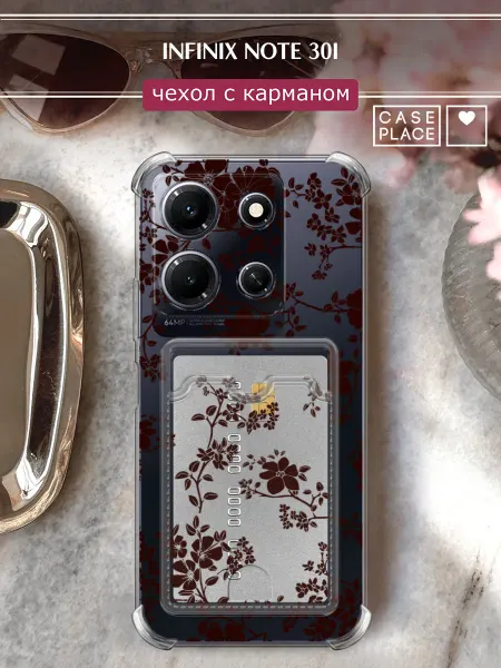 Case Place Чехол на Infinix Note 30i с карманом с розами