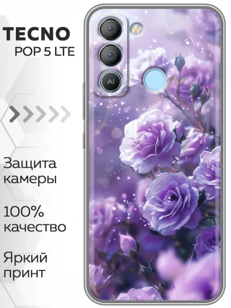 Marketclub Чехол на Tecno Pop 5 LTE женские черные цветы